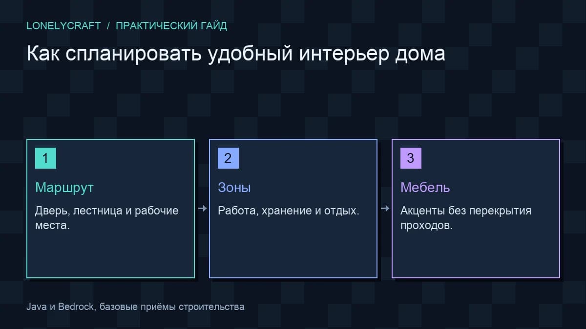Схема: Маршрут → Зоны → Мебель