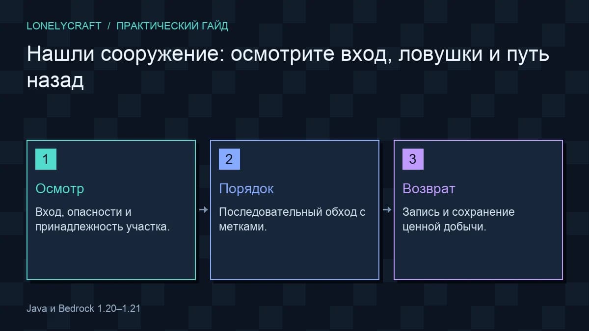 Схема: Осмотр → Порядок → Возврат