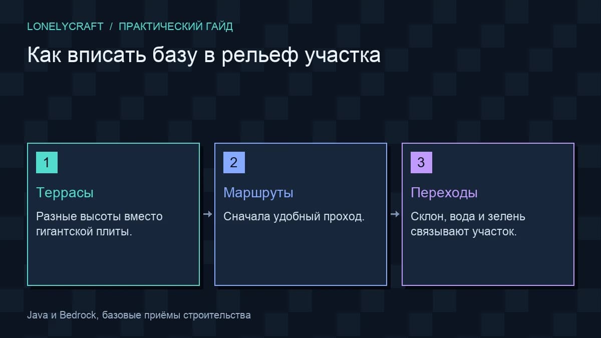 Схема: Террасы → Маршруты → Переходы
