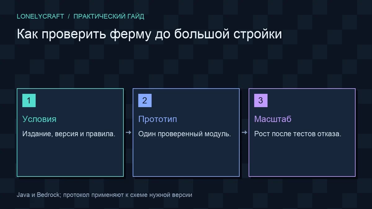 Схема: Условия → Прототип → Масштаб