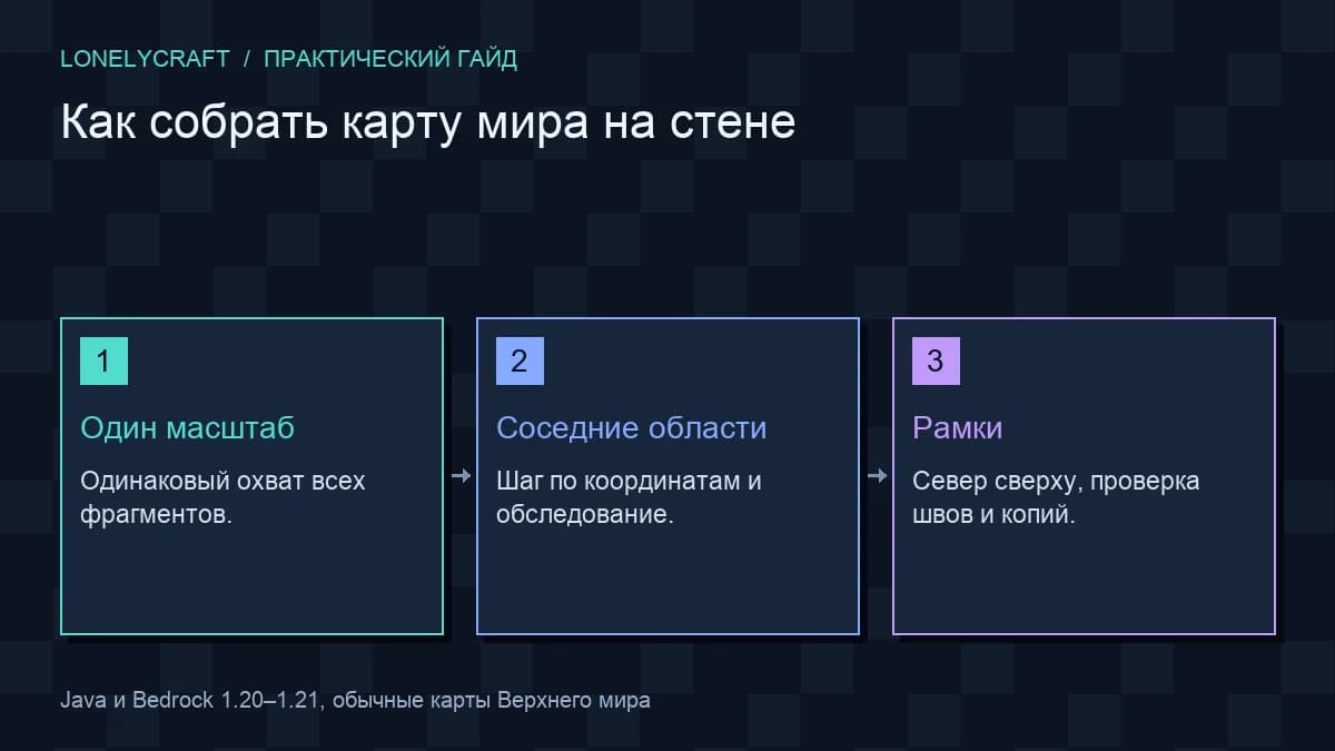 Схема сборка стены карт: Один масштаб, Соседние области, Рамки