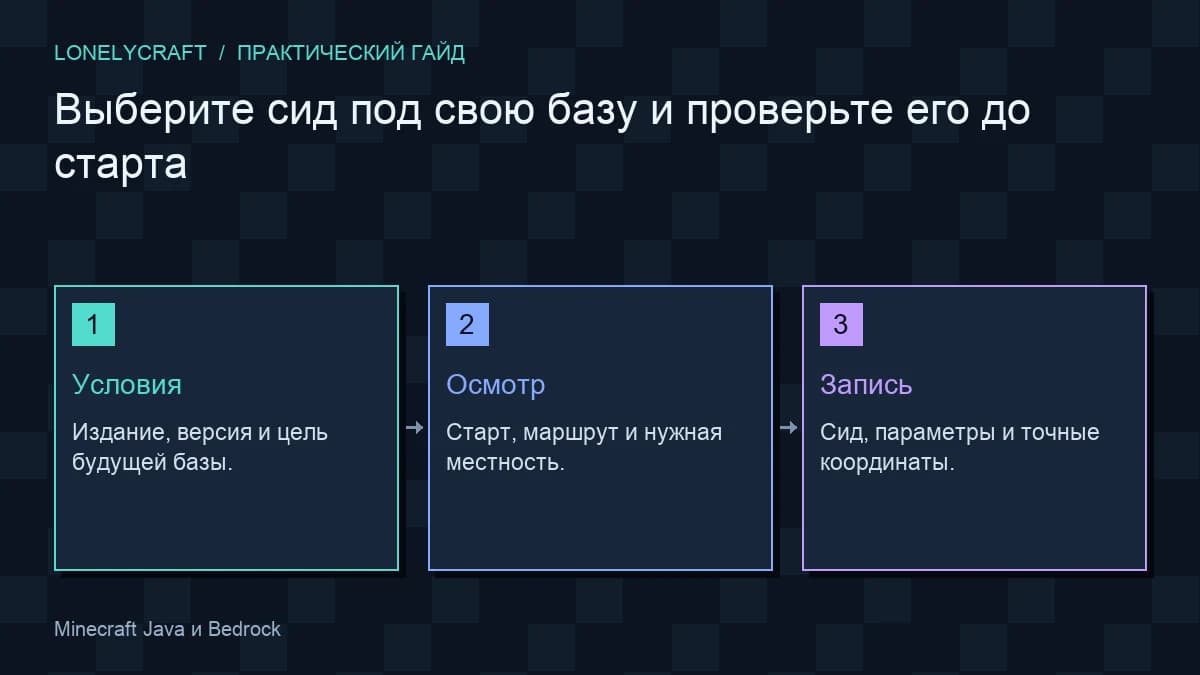 Схема проверка сида: Условия, Осмотр, Запись