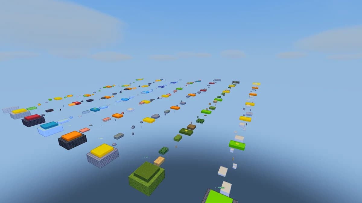 Трассы паркура LonelyCraft с платформами разных цветов